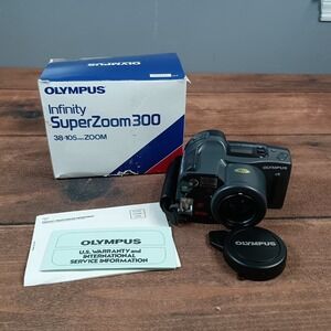 Olympus Infinity SuperZoom 300 35mm Film Camera Black Excellent 38-105mm Zoom